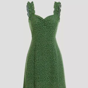 Rihoas Green and white polka dot dress Size Medium